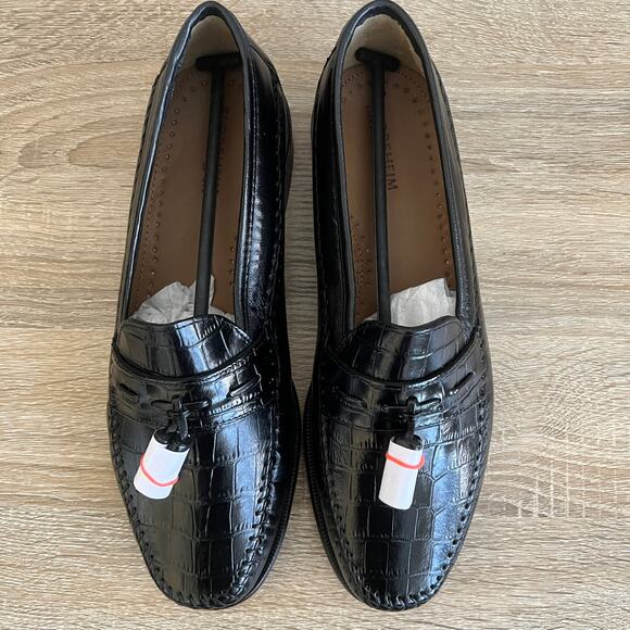 Florsheim Pisa Tassel Moc Toe Leather Loafer Slip On Dress Shoe 7.5 D NIB Black - Picture 2 of 10